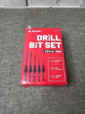 15 Pc HSS Drill Bit Set Countersink Wood Plug Screwdriver Bits Magnetic Holder